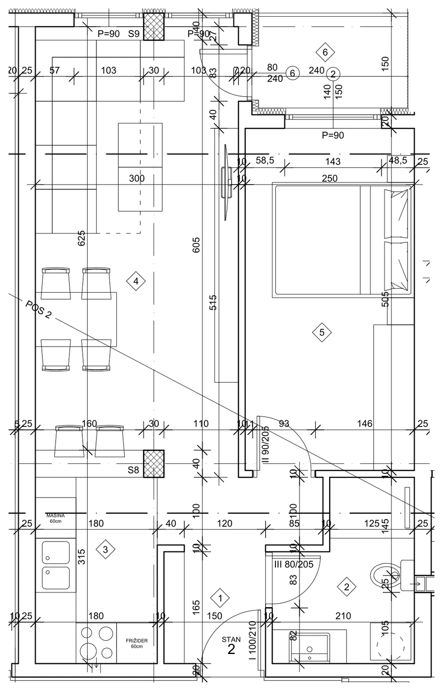 Osnova stana 2, 49,00 m²
